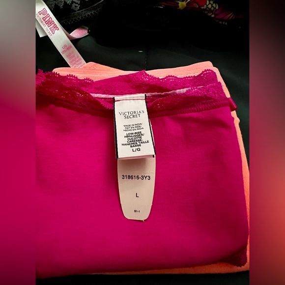NWT Victoria's Secret Pink Lace trim Ruched Low Rise Hiphugger Panties Large L - Picture 3 of 5